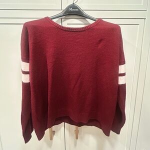 Brandy Melville Burgundy Varsity Stripe Sweater Made in Italy Cotton